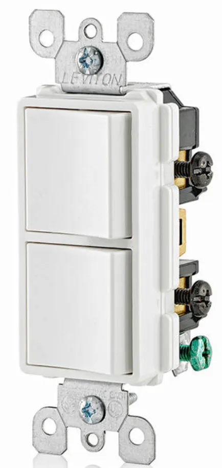 COMBO INTERRUPTOR SENCILLO Y 3 VÍAS 
 15A-120/277V DECORA BLANCO (NO INCLUYE PLACA) ID:05641-00W