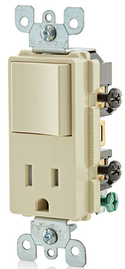 COMBO RECEPTÁCULO E INTERRUPTOR 15A-120V 
 DECORA MARFIL (NO INCLUYE PLACA) ID:05625-00I