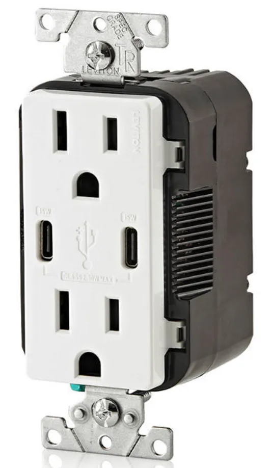 [PARM-101] CARGADOR 2 USB TIPO C/C SIN-PD* DE 30W 6A Y 
 DÚPLEX TAMPER RESISTANT 15A - 125V~ , 
 BLANCO ID:T5637-00W