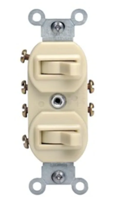 DOS INTERRUPTORES DE PALANCA DE 3 VÍAS 15A 120/277V BLANCO ID:05243-00W