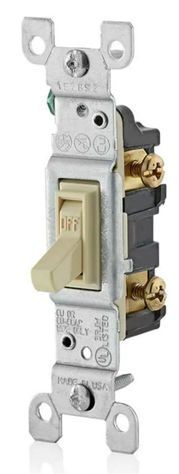 APAGADOR DE PALANCA CON CONEXION A TIERRA 15A 120V MARFIL ID:01451-02I