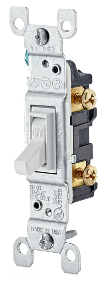 [PARM-322] APAGADOR DE PALANCA CON CONEXION A TIERRA 15A 120V BLANCO ID:01451-02W