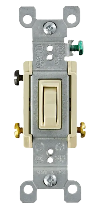 APAGADOR DE PALANCA 3 VÍAS CON TIERRA 15A 120V MARFIL ID:01453-02I