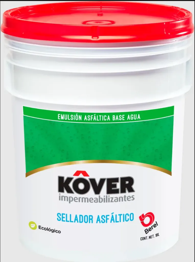 KOVER 550004, 19 LTS, EMULSIÓN ASFÁLTICA BASE AGUA DE BAJA DENSIDAD FORMULADO CON PARTÍCULAS BITUMINOSAS EN SUSPENSIÓN ESTABLE, CON ALTO CONTENIDO DE SÓLIDOS Y EXCELENTE ADHERENCIA A LOS SUSTRATOS. IMPREGNA Y SELLA EL PORO PARA LA ÓPTIMA ADHESIÓN DE MEMBRANAS APP Y SBS.