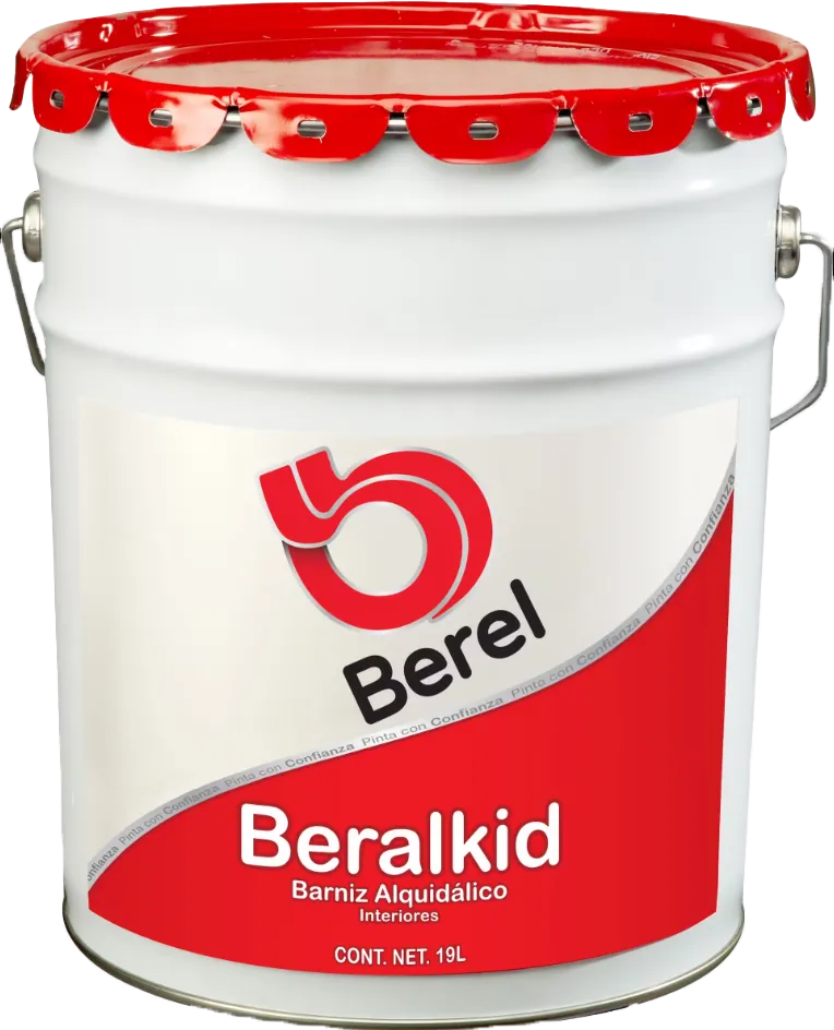 BARNIZ BERALKID 1400, 19 LTS, BARNIZ ALQUIDÁLICO TRANSPARENTE, DE EXCELENTE BRILLO Y GRAN DURACIÓN. ES FÁCIL DE APLICAR, TIENE UN EXCELENTE NIVELADO Y DUREZA. ESTE BARNIZ NO CONTIENE PLOMO, RENDIMIENTO (A 2 MANOS) 8 - 10 m²/L.