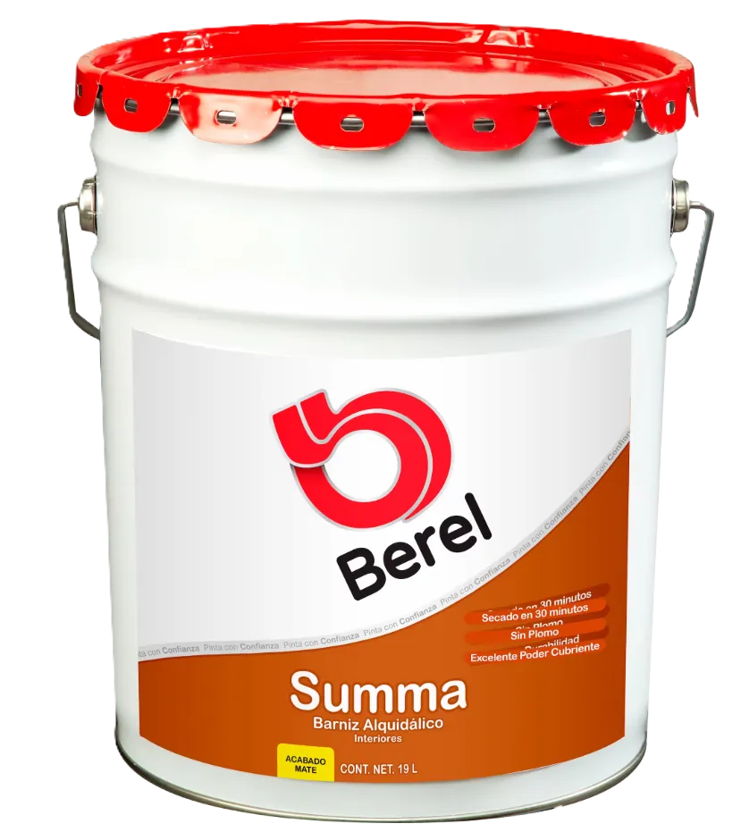 BARNIZ SUMMA MATE, 19 LTS, BARNIZ ALQUIDÁLICO, SEMITRANSPARENTE, SECA EN 30 MINUTOS, RENDIMIENTO (A 2 MANOS) 7 - 9 M²/L.