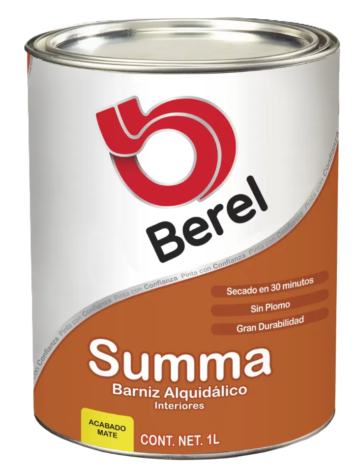 BARNIZ  MATE SUMMA, 1 LT, BARNIZ ALQUIDÁLICO, SEMITRANSPARENTE, SECA EN 30 MINUTOS, RENDIMIENTO (A 2 MANOS) 7 - 9 M²/L.